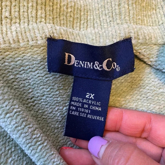 Denim&Co Corduroy Soft Casual Cozy Green Jacket Cardigan Women Plus Size 2X - Picture 4 of 5